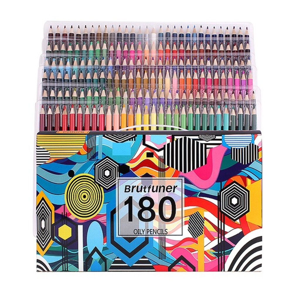 

Brutfuner 180 Colors Oil Color Pencils Wood Pre-Sharped Professional Pencil Set for School Drawing Sketching Art Supplie