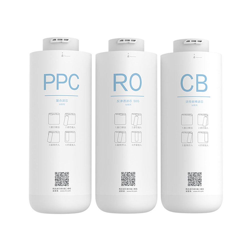 3 قطعة PPC الأصلي مركب / RO التناضح العكسي / CB الخلفي عنصر فلتر الكربون المنشط استبدال ل Xiaomi لتنقية المياه C1 ملحقات
