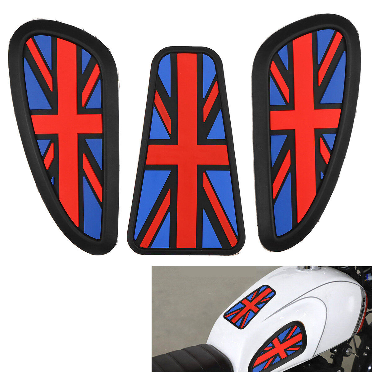 3pcs retro motorcycle cafe racer gas fuel tank rubber sticker protector sheath knee tank pad grip decal