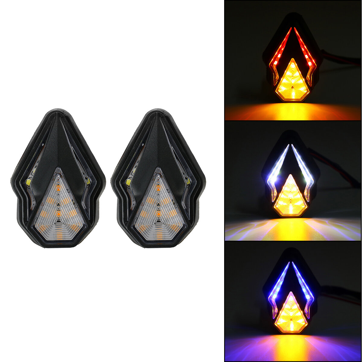 Motorcycle sequential flush mount turn signal amber led lights indicator drl