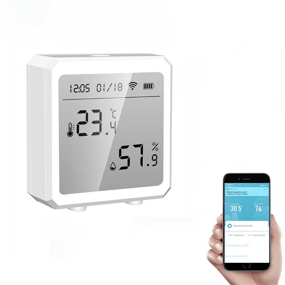 

Tuya Smart WiFi Температура Влажность Датчик В помещении LCD Дисплей Гигрометр Термометр Поддержка Alexa Google Home
