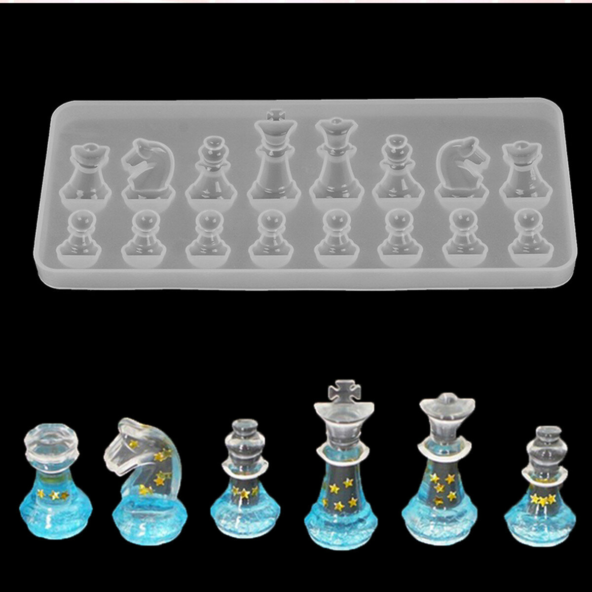 1PCS Crystal Chess siliconen mal voor DIY Ornament Resin Casting Craft Mold Tool