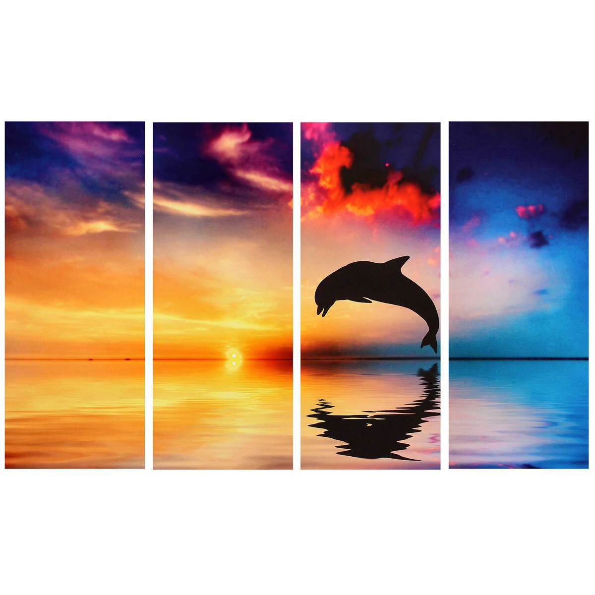 4pcs/set dolphin sunset sea wall decorative paintings canvas print art pictures frameless wall hanging decorations for home office