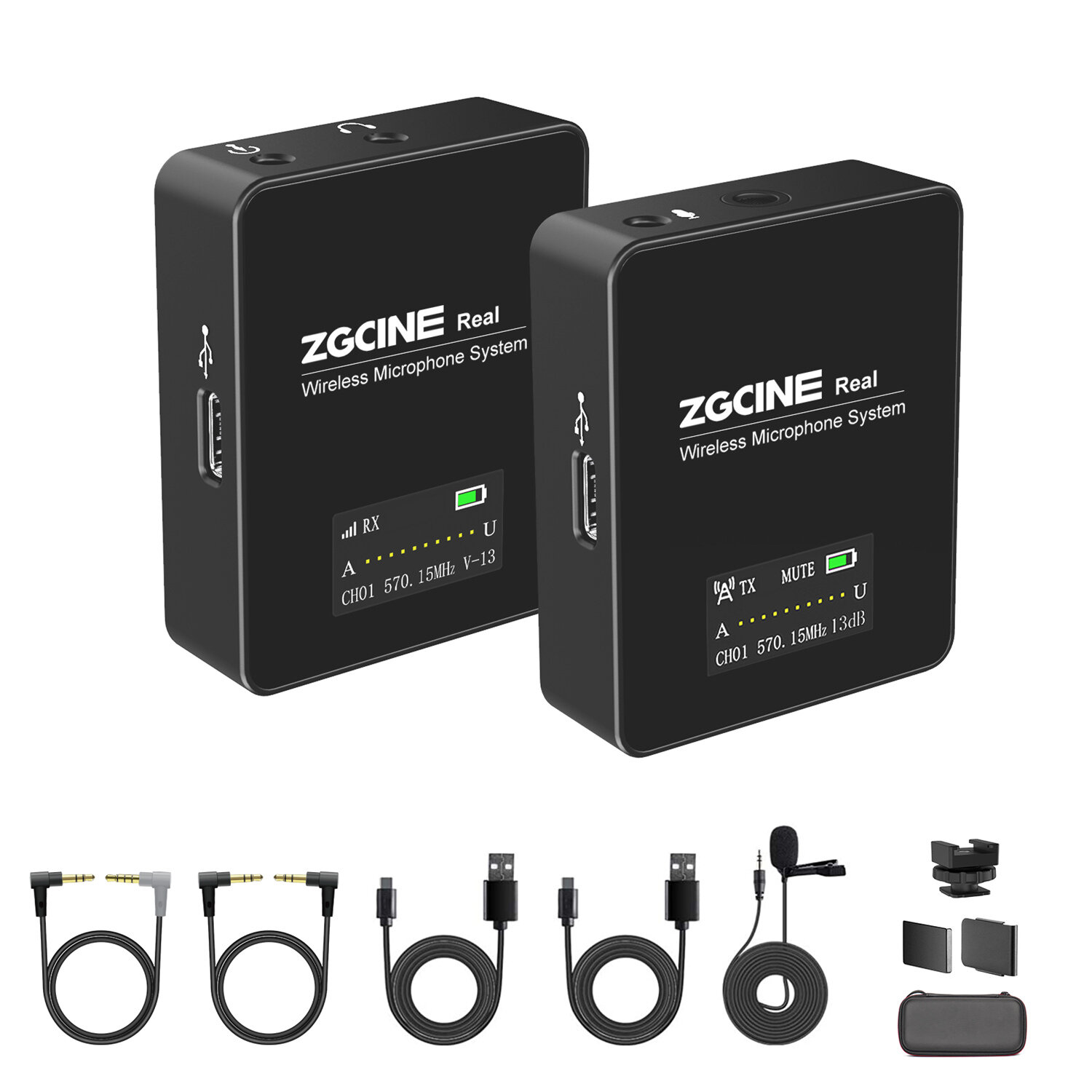 ZZGCINE GO 1V1 UHF Wireless Lavalier Lapel Microphone System with Transmitter and Receiver for Smart