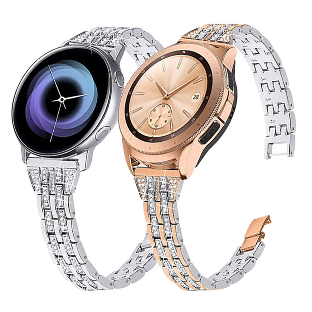 Bakeey 20 mm volledig stalen kristallen diamanten horlogeband voor Samsung Galaxy Watch 42 mm