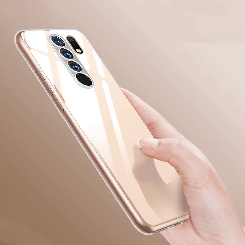 Bakeey voor Xiaomi Redmi 9 Case Kristal Transparant Schokbestendig Harde pc Niet-gele beschermhoes N