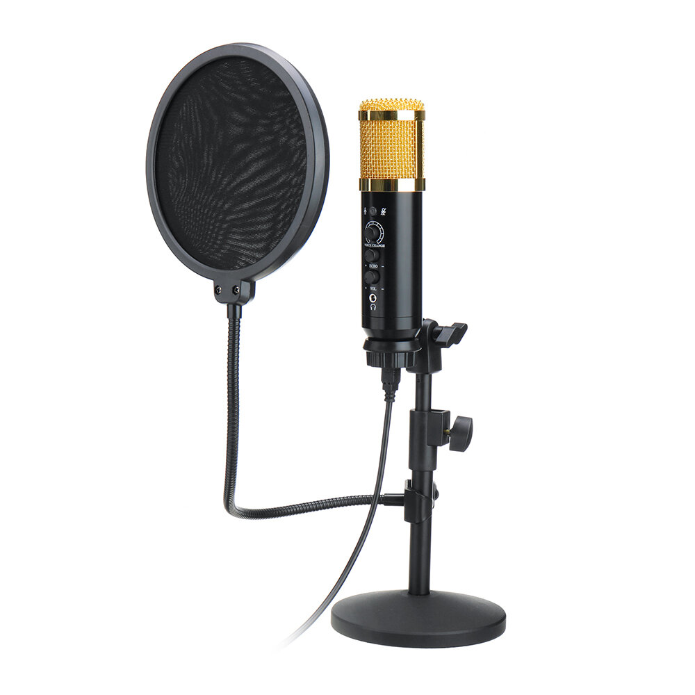 Audio Dynamic USB Condenser Sound Recording Vocal Microphone Mic Kit With Stand Mount