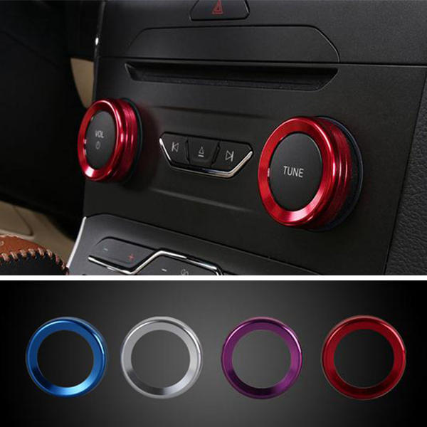 4pcs / Set Cars Alu Decoratie Stereo Knop Ring Air Conditioning Knop Ring Circle Voor Ford Edge