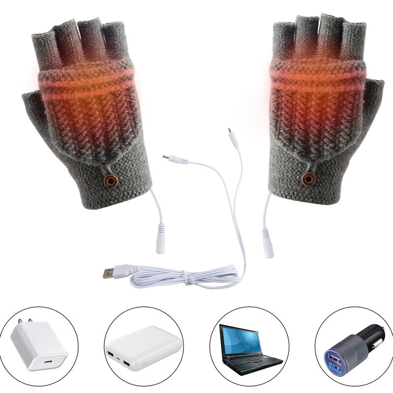 TENGOO 1 para Podgrzewane rękawice rozmieszczone Bez palców Wygodne zimowe rękawice do użytku wewnętrznego lub zewnętrznego dla mężczyzn i kobiet