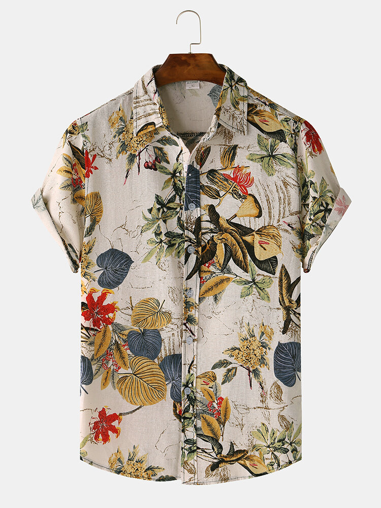 Mens causal tropical floral button up breathable shirts Sale - Banggood.com