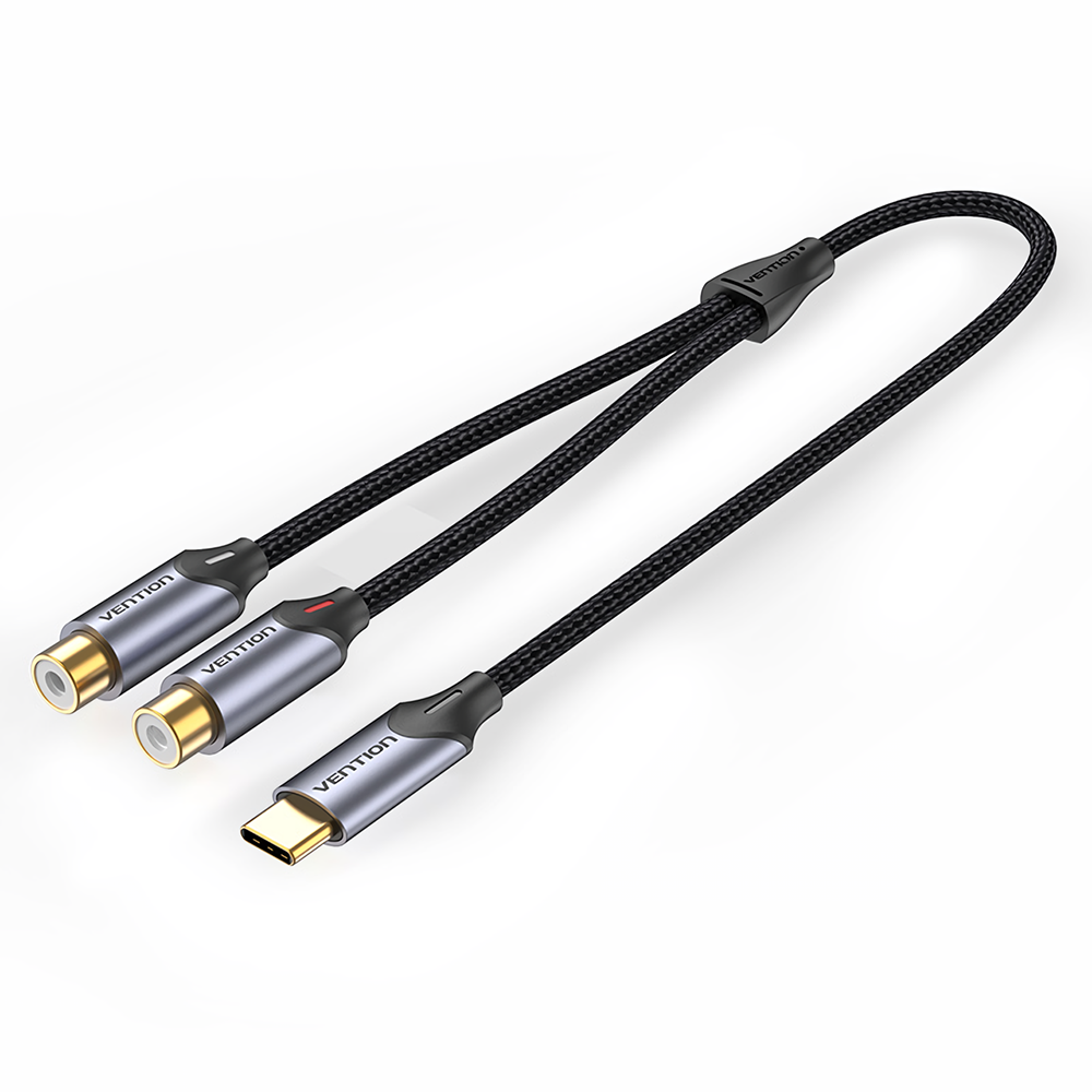 Vention BGV USB-C Male naar 2-Female RCA-kabel 0,5/1/1,5 m verguld Hi-Fi Sound Audio Cable Connector