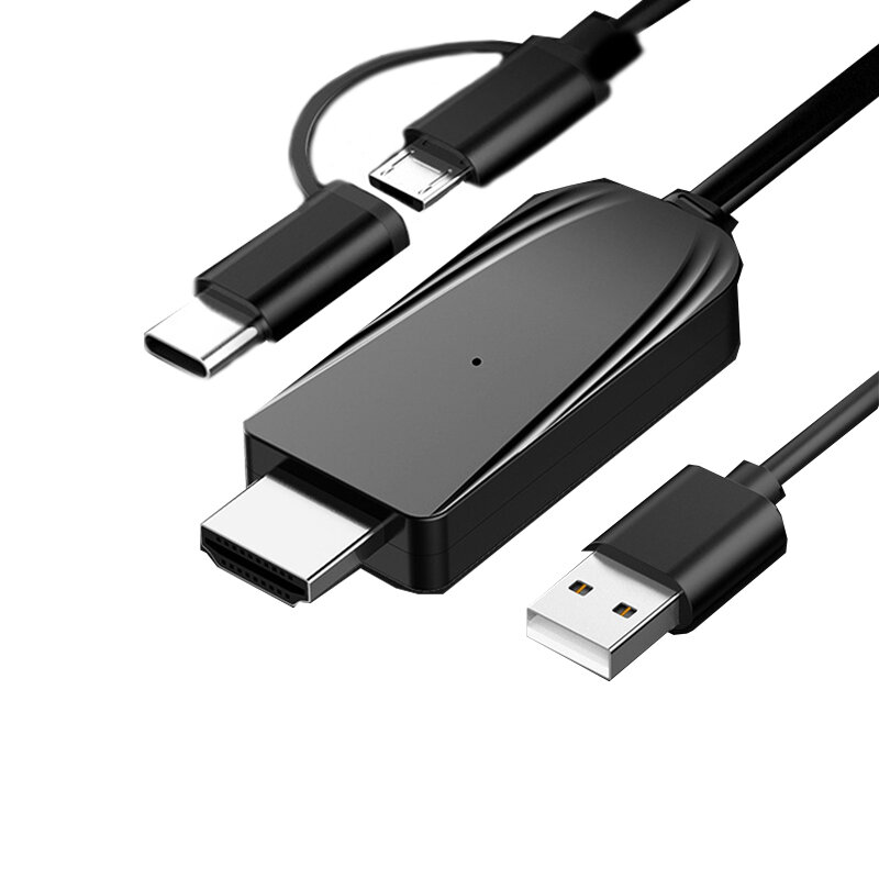 

1080P HD Type-C / Micro USB к HDMI-совместимый кабель-адаптер донгла Кабель-переходник 2 в 1 Поддержка подключения Bluet