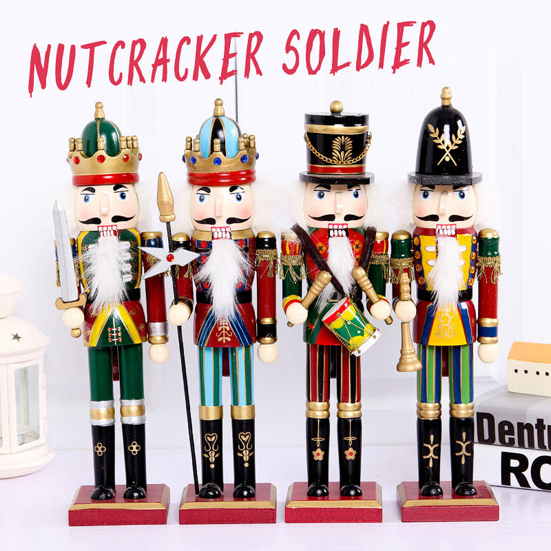 30cm houten notenkraker pop soldaat vintage handwerk decoratie kerstcadeaus