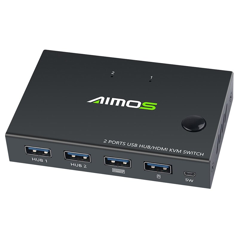 AIMOS USB HDMI Switch Box Video Switch Display 4K Splitter KVM Switch for 2 PCs Share Switcher Keybo