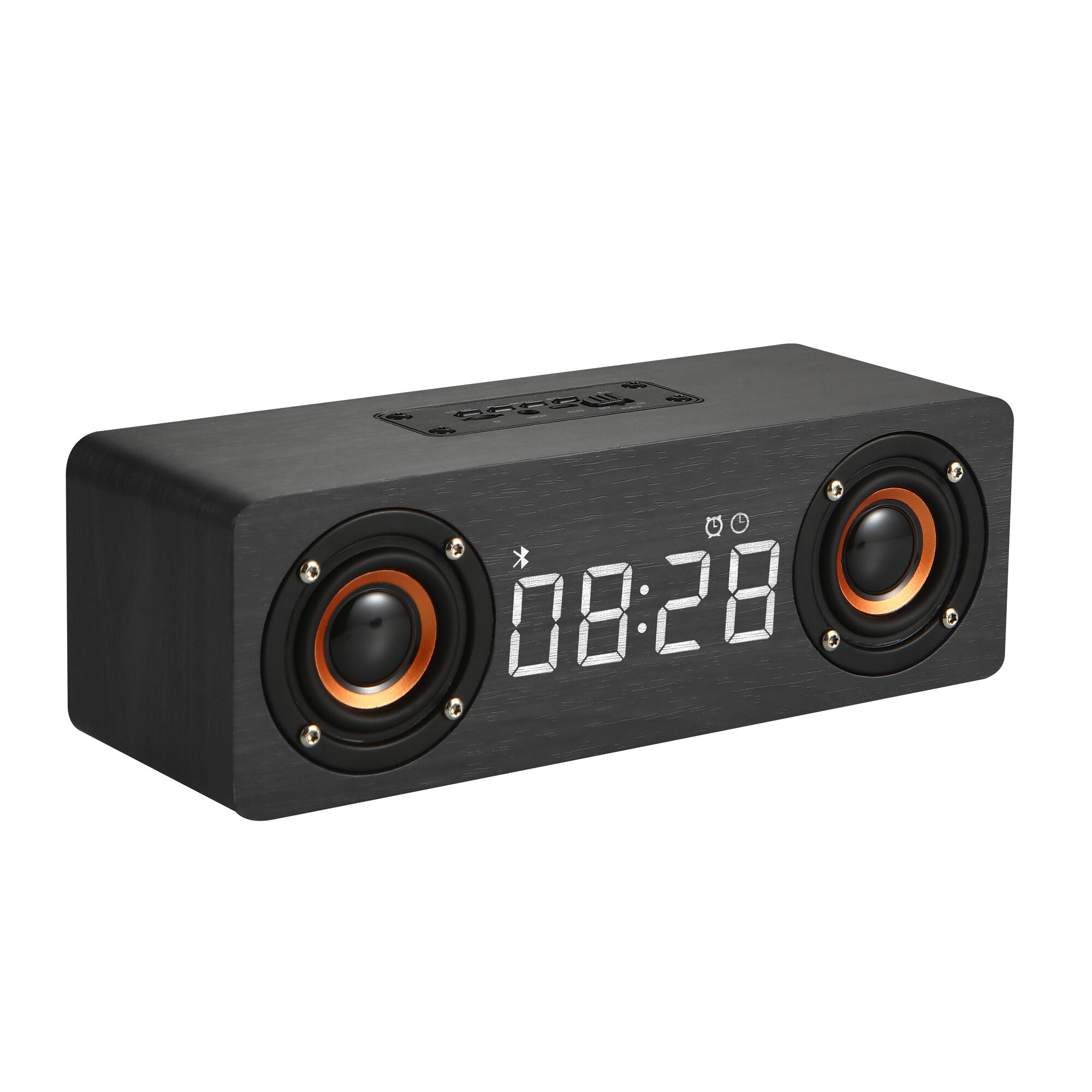 Bakeey M5C Bluetooth-luidspreker Wekker LED-schermweergave Spraakoproep Houten kist Hoge kwaliteit Muziek Stereo Geluidseffect Ruisonderdrukking TF-kaartluidspreker