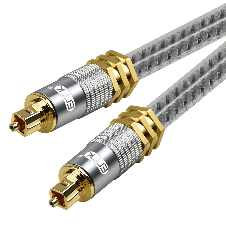 EMK OD8.0mm Optische kabel Vergulde metalen connector Digitale vezel Optische Toslink-audiokabel 1M 