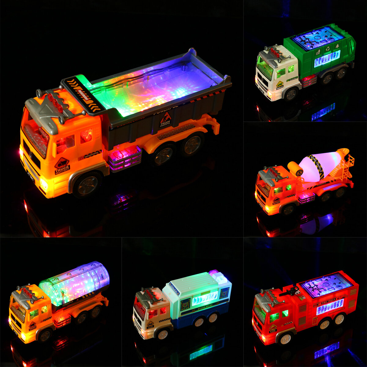 سيارة كهربائية محاكاة كبيرة لعبة المركبات الهندسية العالمية 4D ضوء موسيقى سيارة لعبة للأطفال