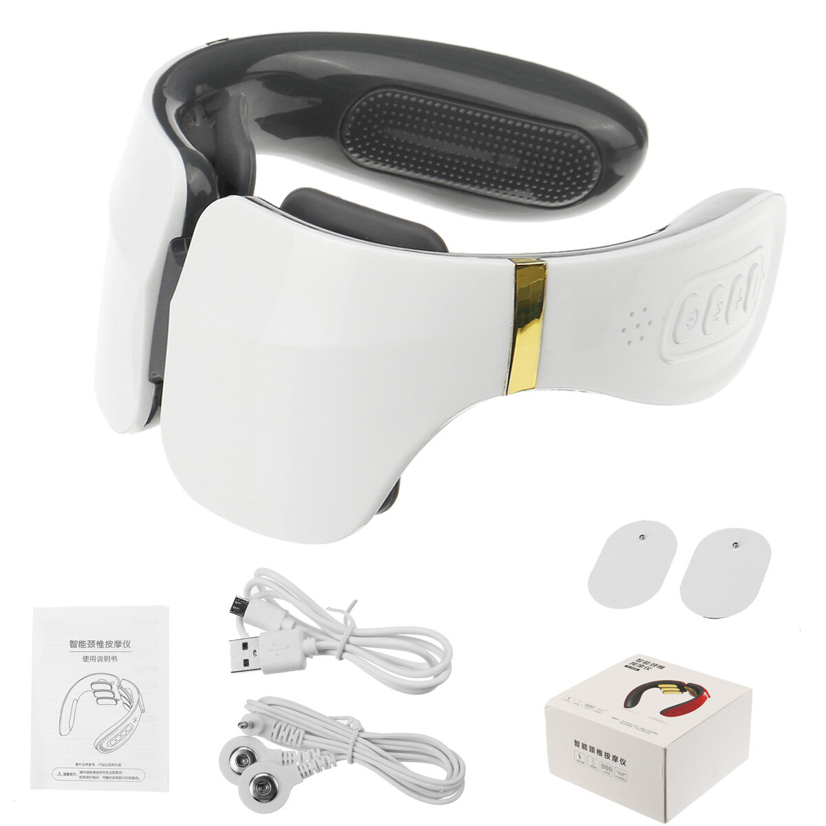 

6-Head Rechargeable Electric Pulse Neck Massager 42° Heating 3 Modes 6 Speeds Body Shoulder Muscle Pain Relax Device