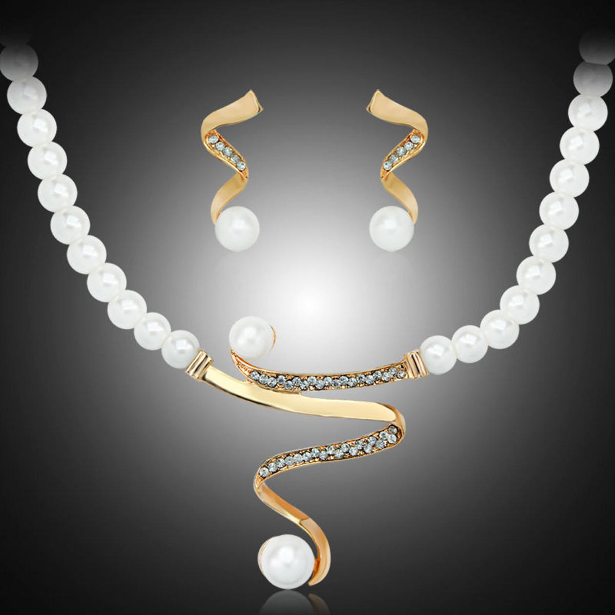 Elegant Pearl Rhinestone Jewelry Set
