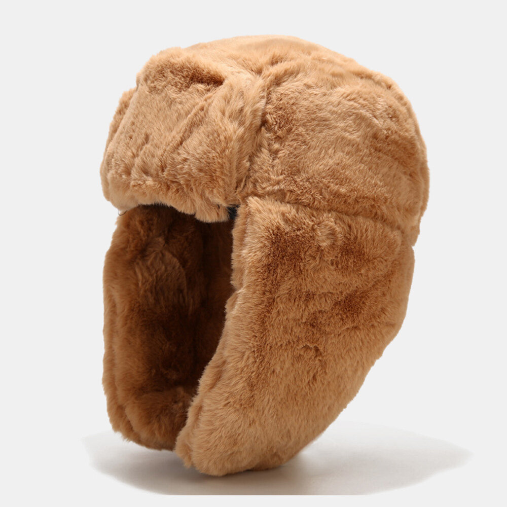 Men Trapper Hat Faux Rabbit Fur Ear Protection Earflap Winter Warm Cold Protection Ushanka Hat for Women