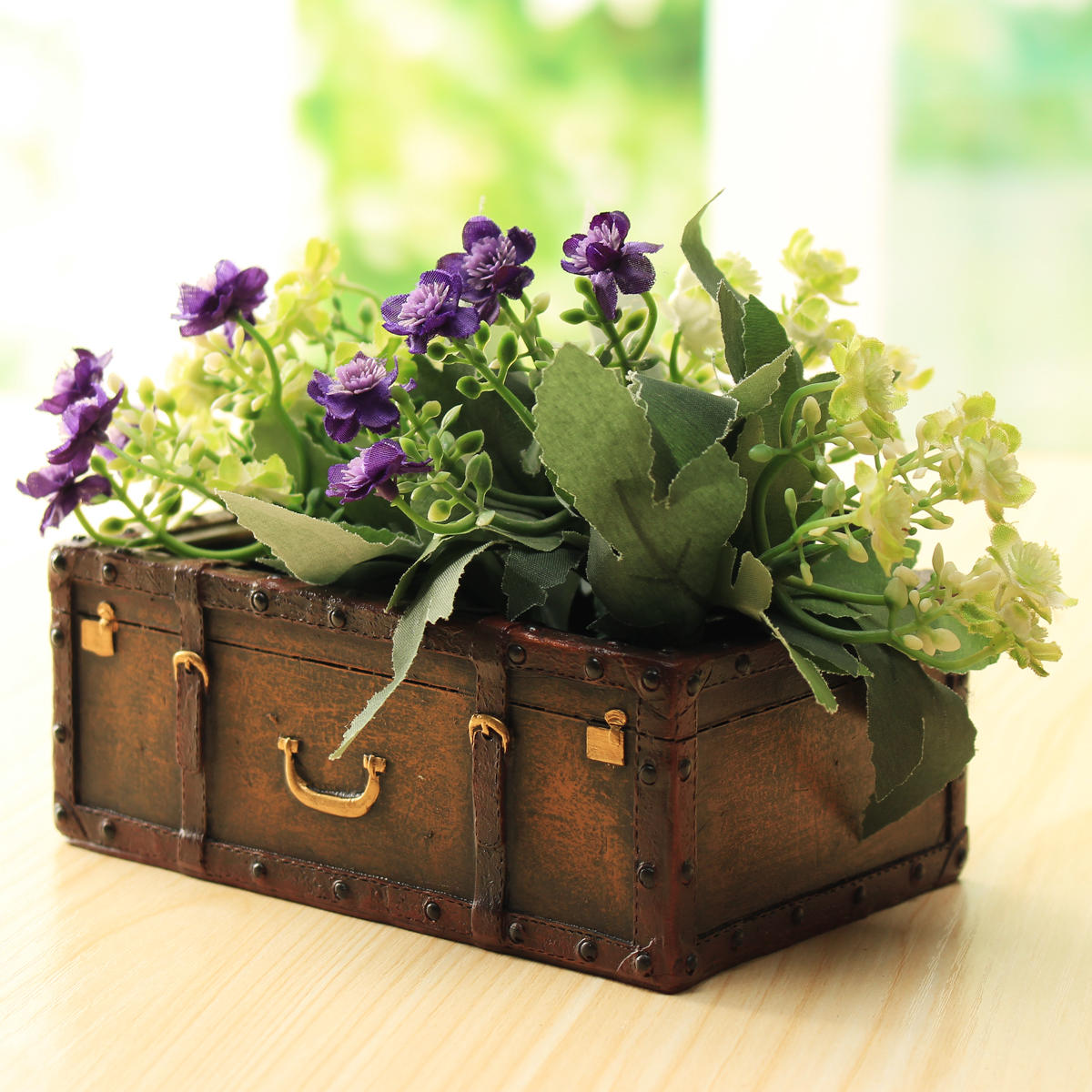 garden resin suitcase flower pot mini succulents planter diy flowers green  plants decorations