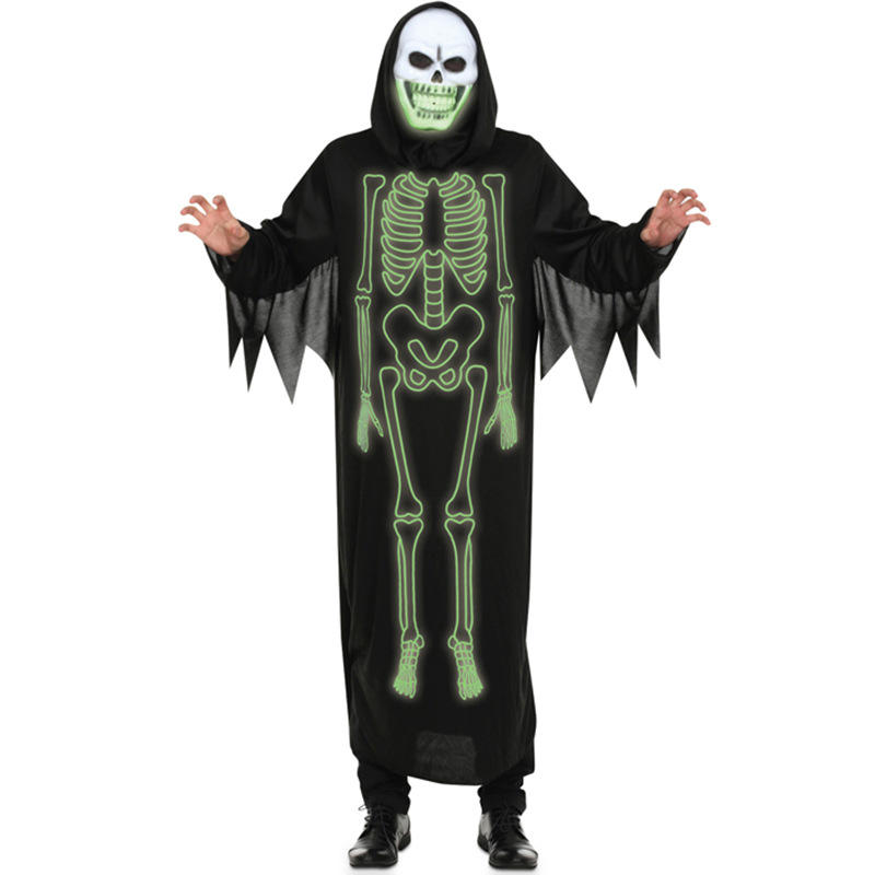 ハロウィンパーティー装飾用品恐ろしいCOSの服夜の光輝く頭蓋骨の男性の幽霊 
