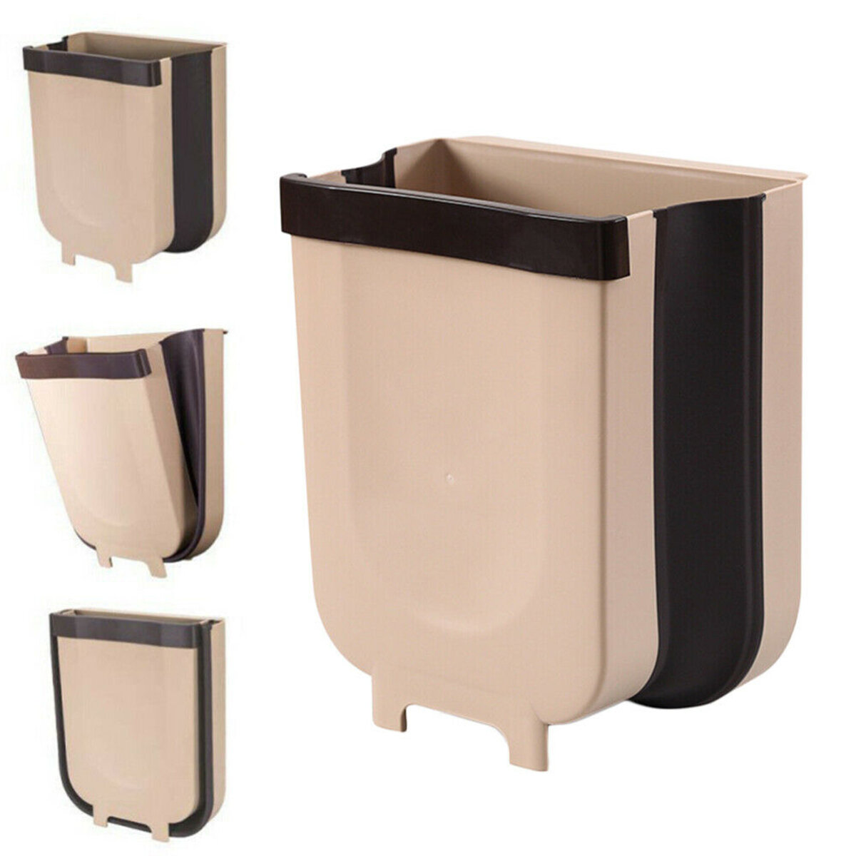 8L Foldable Kitchen Cabinet Door Hanging Trash Can Wall-mounted Waste Basket