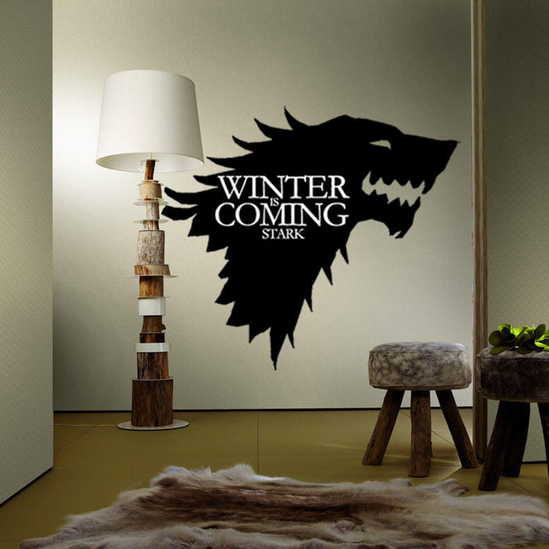 T-5 Game Of Thrones Stark Family Emblem Ice Wolf Muurstickers Gegraveerde muurstickers