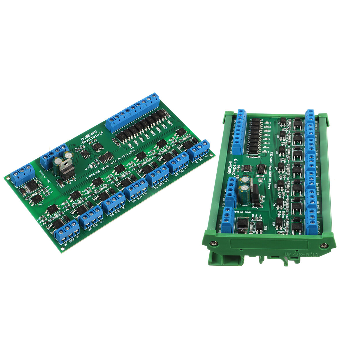 DC 12V 24V 8 Isolated IO DIN35 C45 Rail Box UART RS485 MOSFET Module Modbus RTU Control Switch Board for Relay PLC LED P