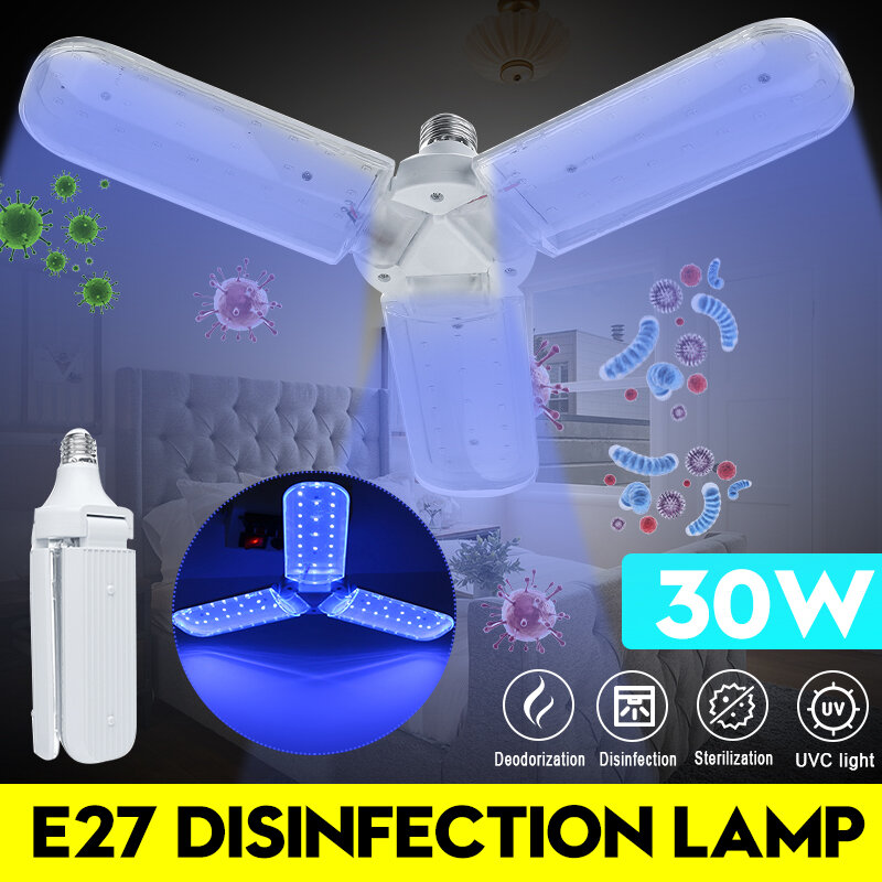 

AC85-265V 254nm 30W UV Germicidal Lamp Foldable E27 LED Bulb Disinfection Sterilize UV-C Corn Light