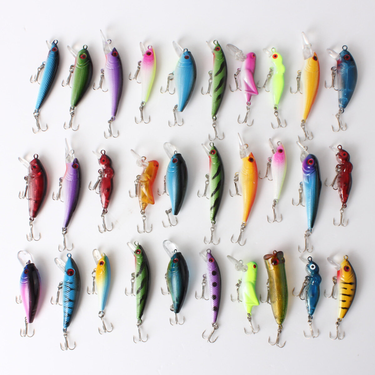 

30PCS Mixed Fishing Hard Baits Lures With Hooks Fishing Tackle Spinners Soft Bait For Pike Bass Trout Salmon Sea Fishing