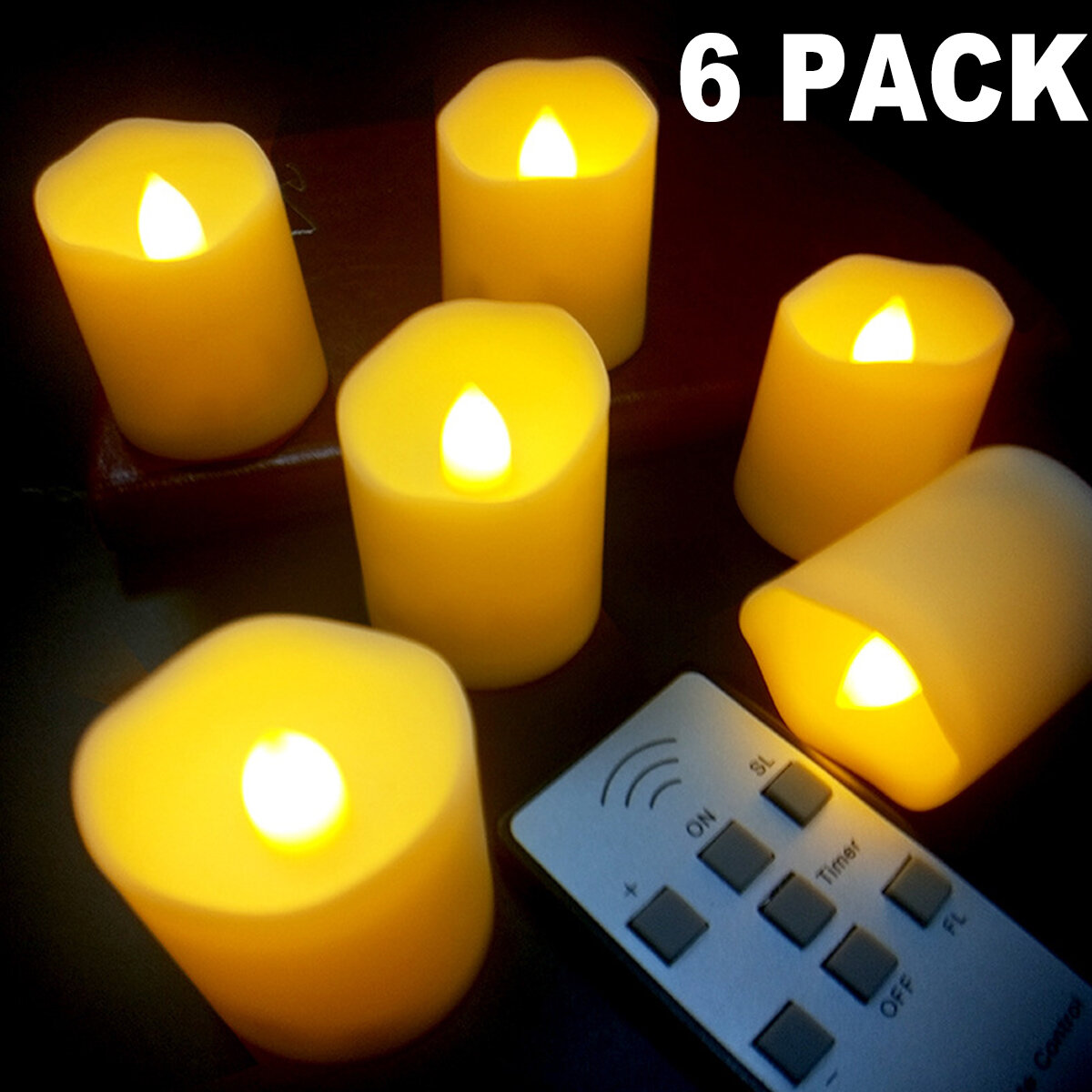 

6Pcs LED Flameless Candle Lights Warm Light Pillar Ivory Candles Moving Wick Battery Operated Timer Remote Control Night