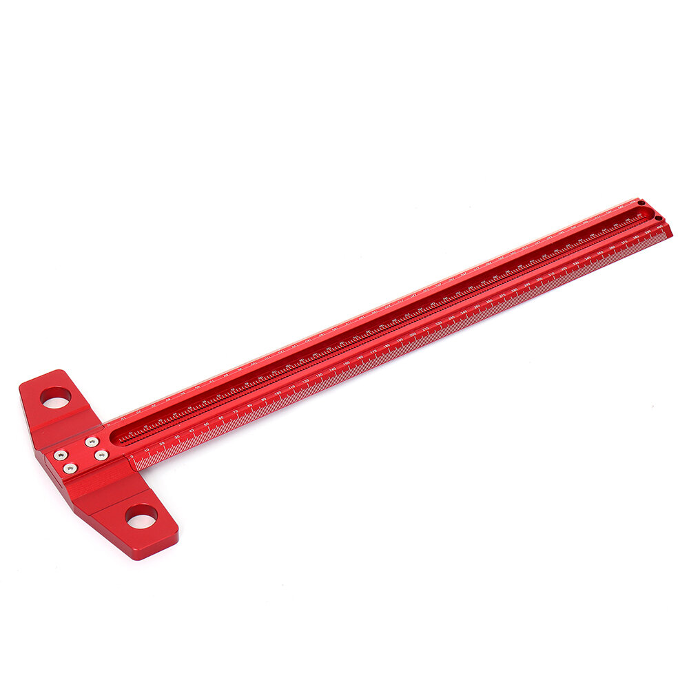 Drillpro 300/400/500/600mm Woodworking Line Scriber T-type Ruler 1mm Hole Crossed Ruler Aluminum All