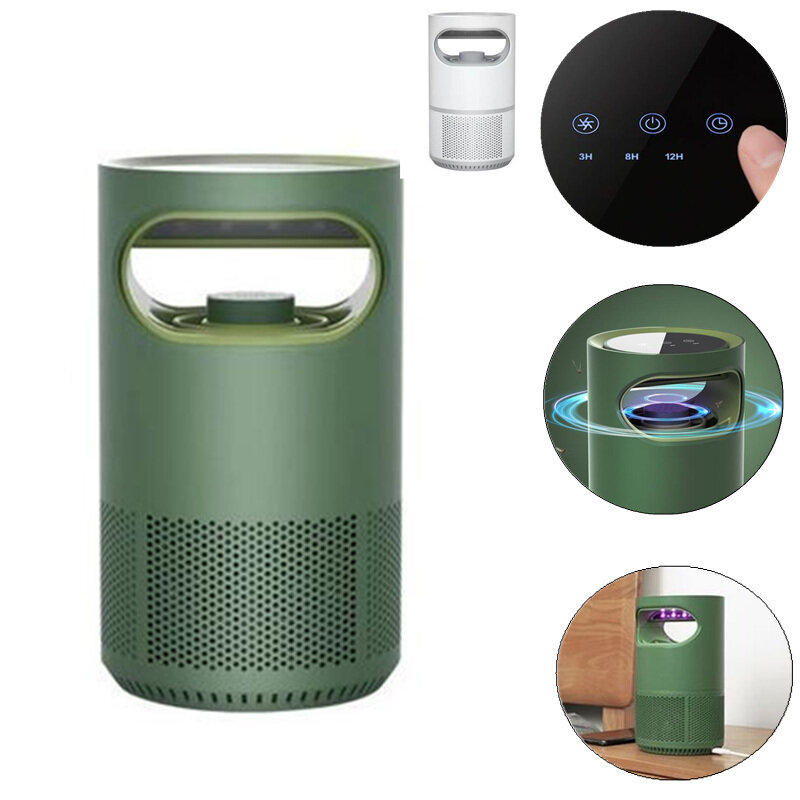 家庭やキャンプ用のタイミング蚊キラーランプ、4W 5VインテリジェントUSB蚊キラーランプ、Type-C充電、2段階風、LCDディスプレイ