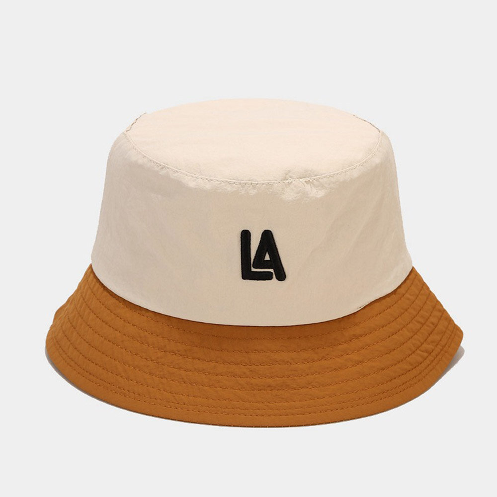Unisex Quick-drying Fabric Color-block Letter Embroidery Fashion Sun Protection Bucket Hat