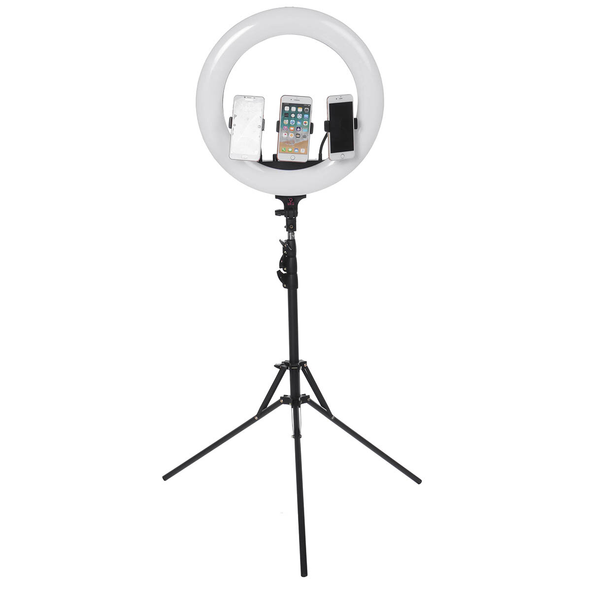 18 inch LED Ring Light 3 Phone Clip Dimmable Fill Light with 210cm Tripod Stand Remote Control for Youtube Tiktok Live B