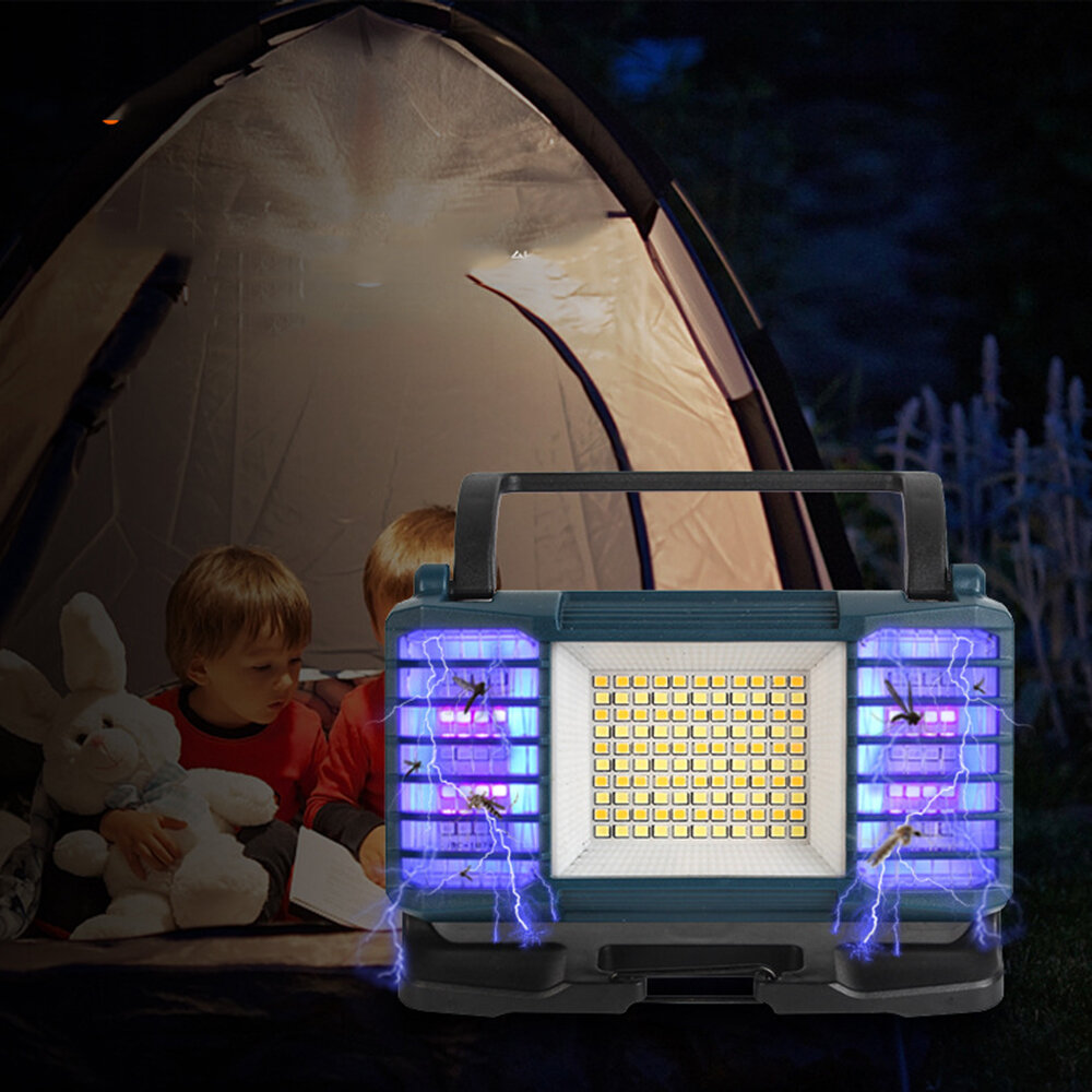 Lampe de camping multifonctionnelle 18650 avec 8 modes, chargeur portable Type-C, tueur de moustiques avec fonction de batterie externe.