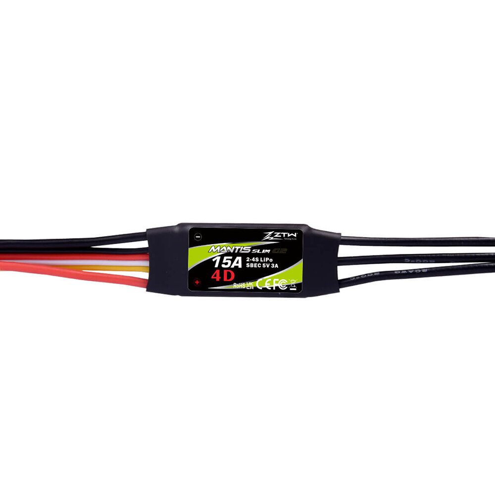 ZTW Mantis Slim 15A G2 New 32-Bit Brushless ESC With 5V/3A BEC 2-4S Forward/ Reverse for F3P 3D/ 4D RC Airplane