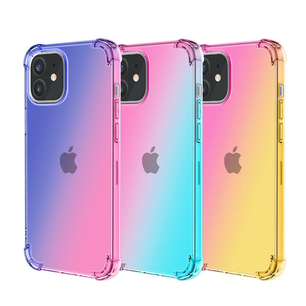 

Bakeey for iPhone 12 Mini 5.4" Case Gradient Color with Four-Corner Airbags Shockproof Translucent Soft TPU Protective C