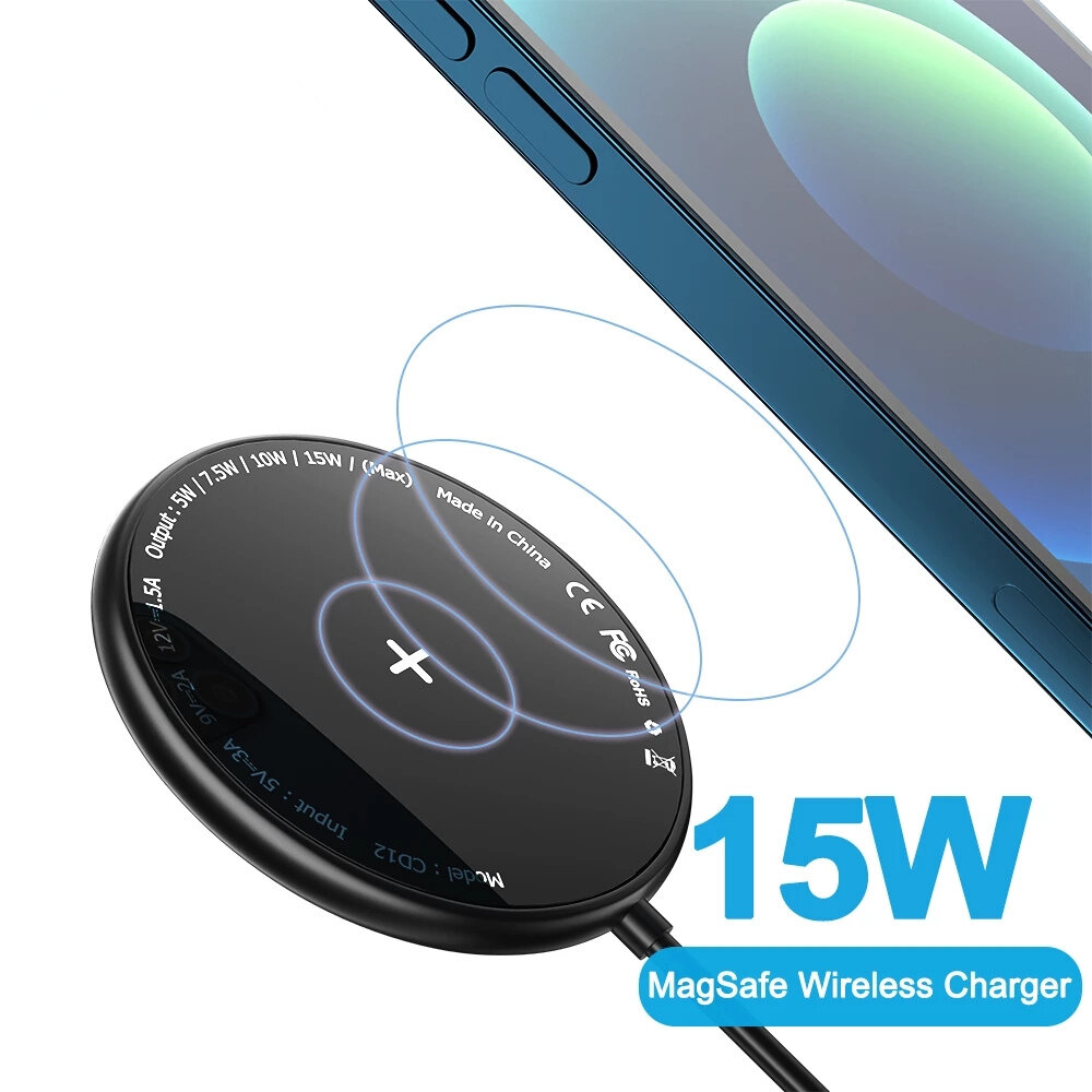 

Bakeey CD12 15W Magnetic Wireless Charger for iPhone 12 Pro Max for Samsung Galaxy Note S20 ultra Huawei Mate40 OnePlus