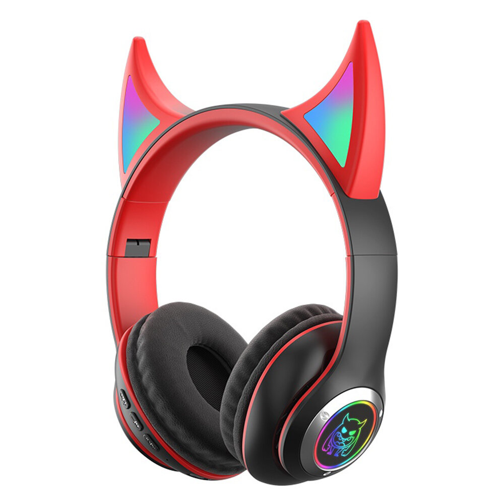 CR STN-29 Duivelshoorn-headset Draadloos BT5.0 HIFI Stereogeluid IPX5 Ruisonderdrukking Colorful RGB