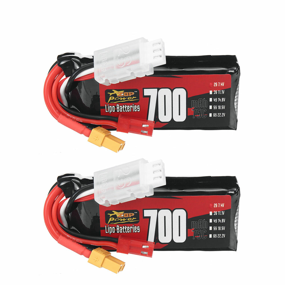 

ZOP Power 2S 7.4V 700mAh 75C 5.18Wh LiPo Battery XT30 Plug for RC Helicopter FPV Racing Drone