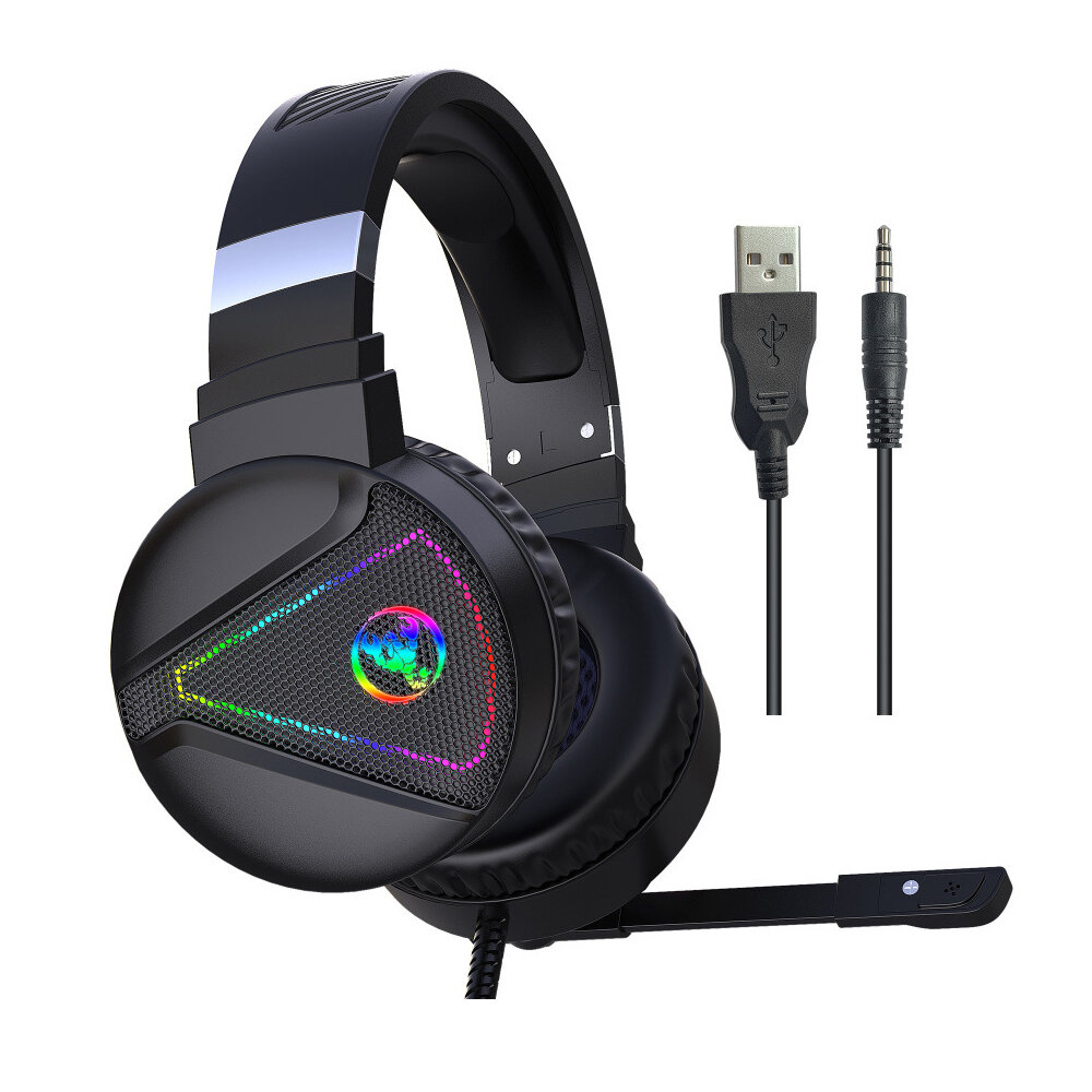 

HXSJ F16 Gaming Headset 3.5mm Jack 50mm Sound Unit RGB Light Gaming Headphone with Noise-canceling Mic for PS4 Computer