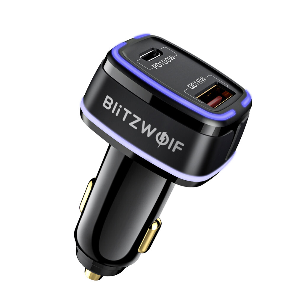 BlitzWolf? BW-SD8 118W 2-poorten 100W USB-C PD3.0 + 18W QC3.0 USB-adapter voor autolader AFC FCP SCP