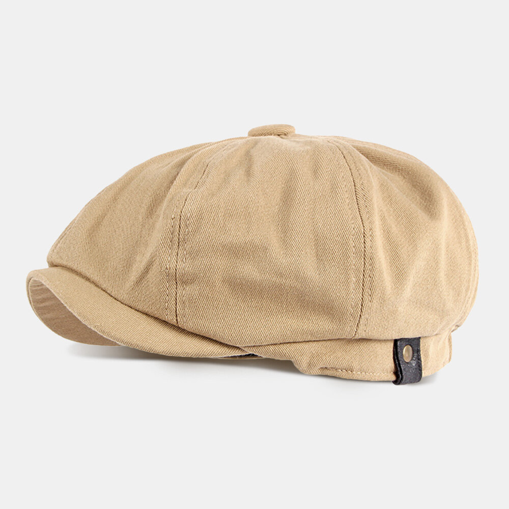 Men Cotton Casual Simple Adjustable Octagonal Hat British Retro Short Brim Summer Sunshade Hat Flat 