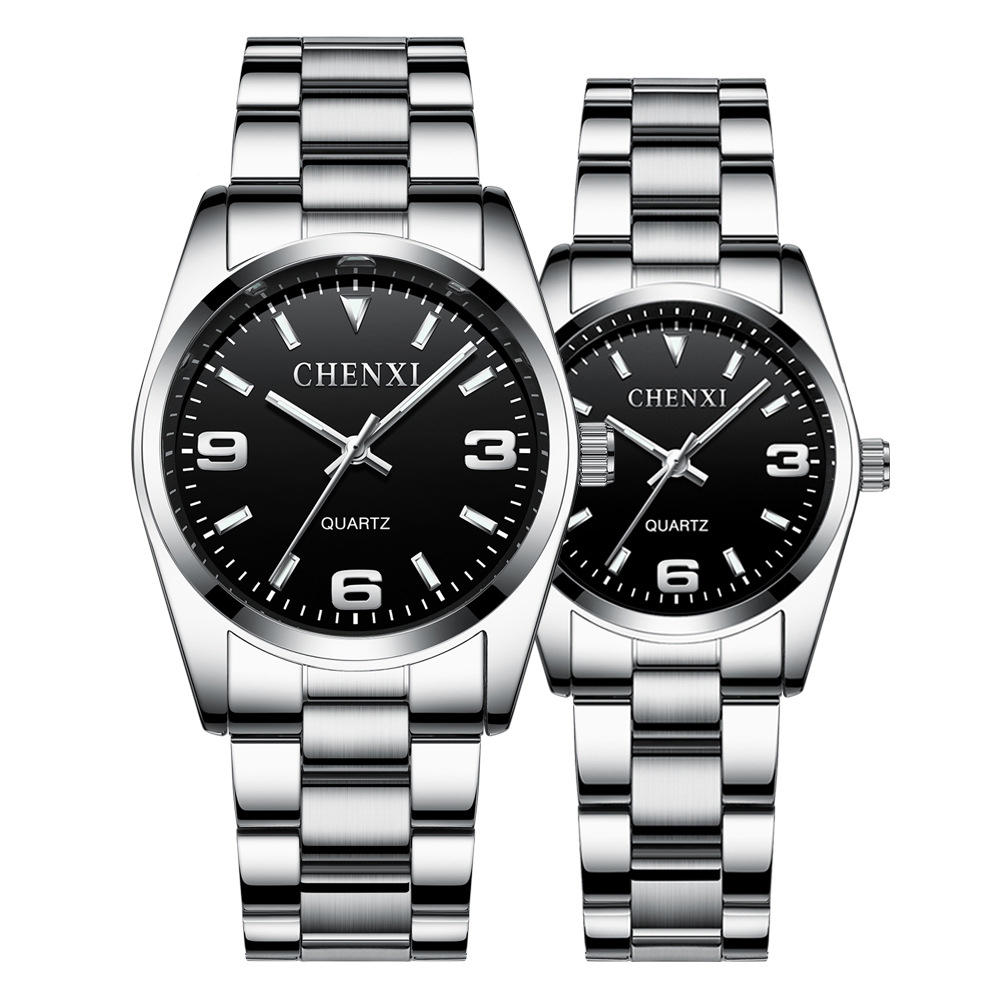 CHENXI CX-003A Volledig Staal Waterdicht Paar Polshorloge Zakelijk Quartz Horloge