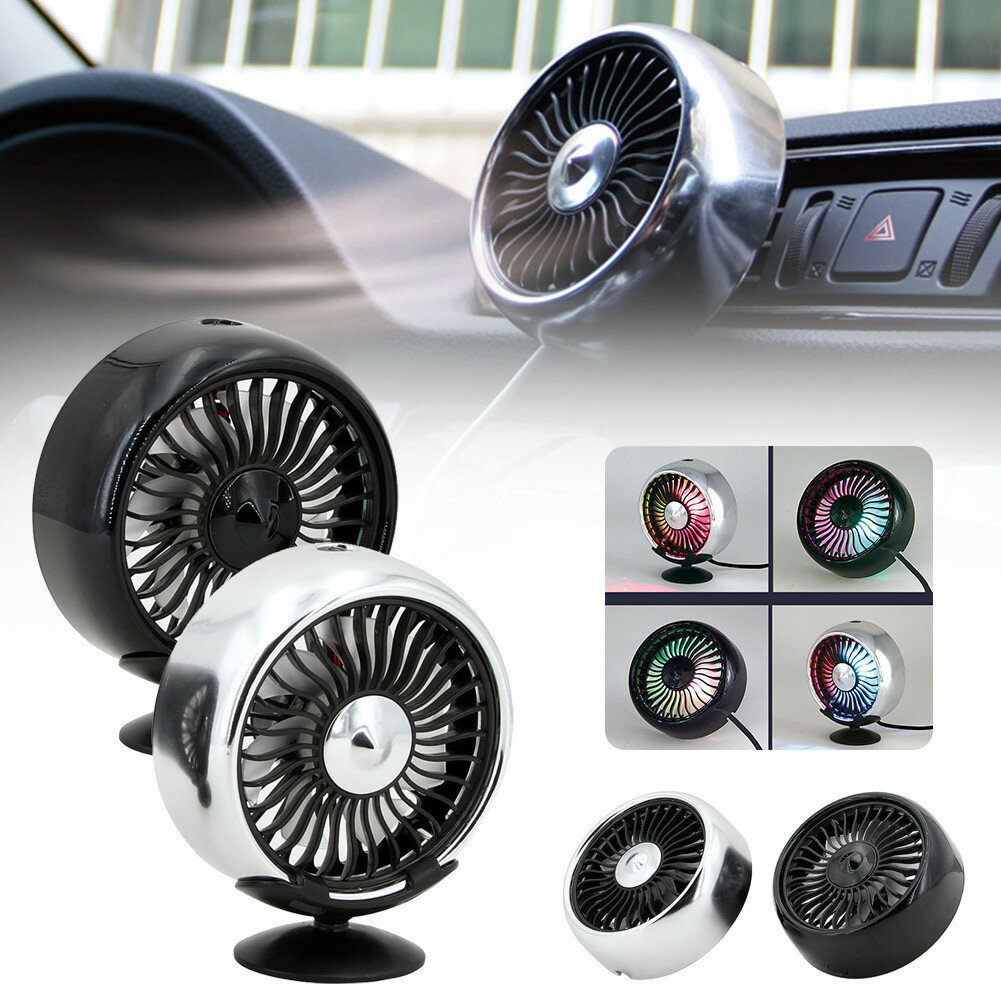 5W 5V Car Cooling Fan 3-Level Adjustable USB Rechargeable Mini Colorful Fan Outdoor Travel