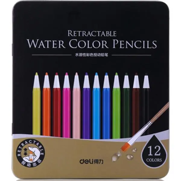 Deli 6507 12 colors school supplies color pencil watercolor pencil