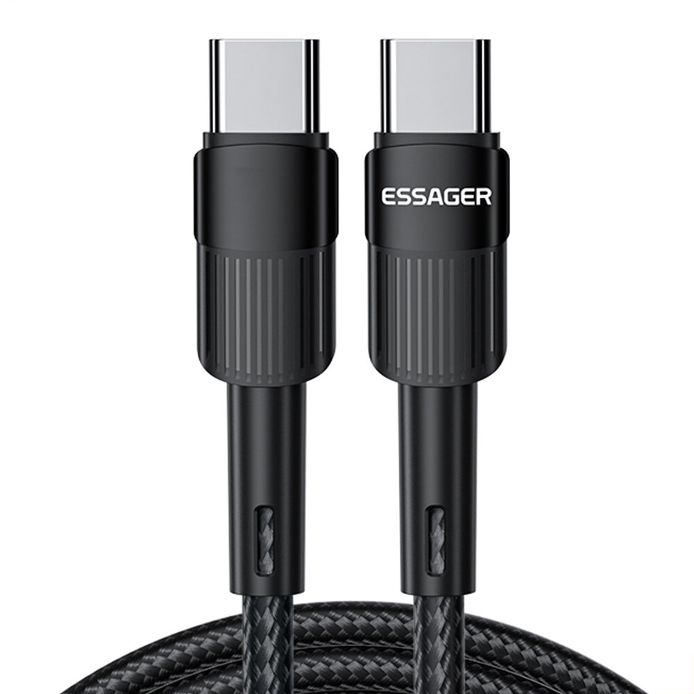ESSAGER PD60W/100W Type-C to Type-C Cable FCP AFC QC4.0/3.0 Fast Charging Data Transmission TPE Core Line 0.5M/1M/2M Lon