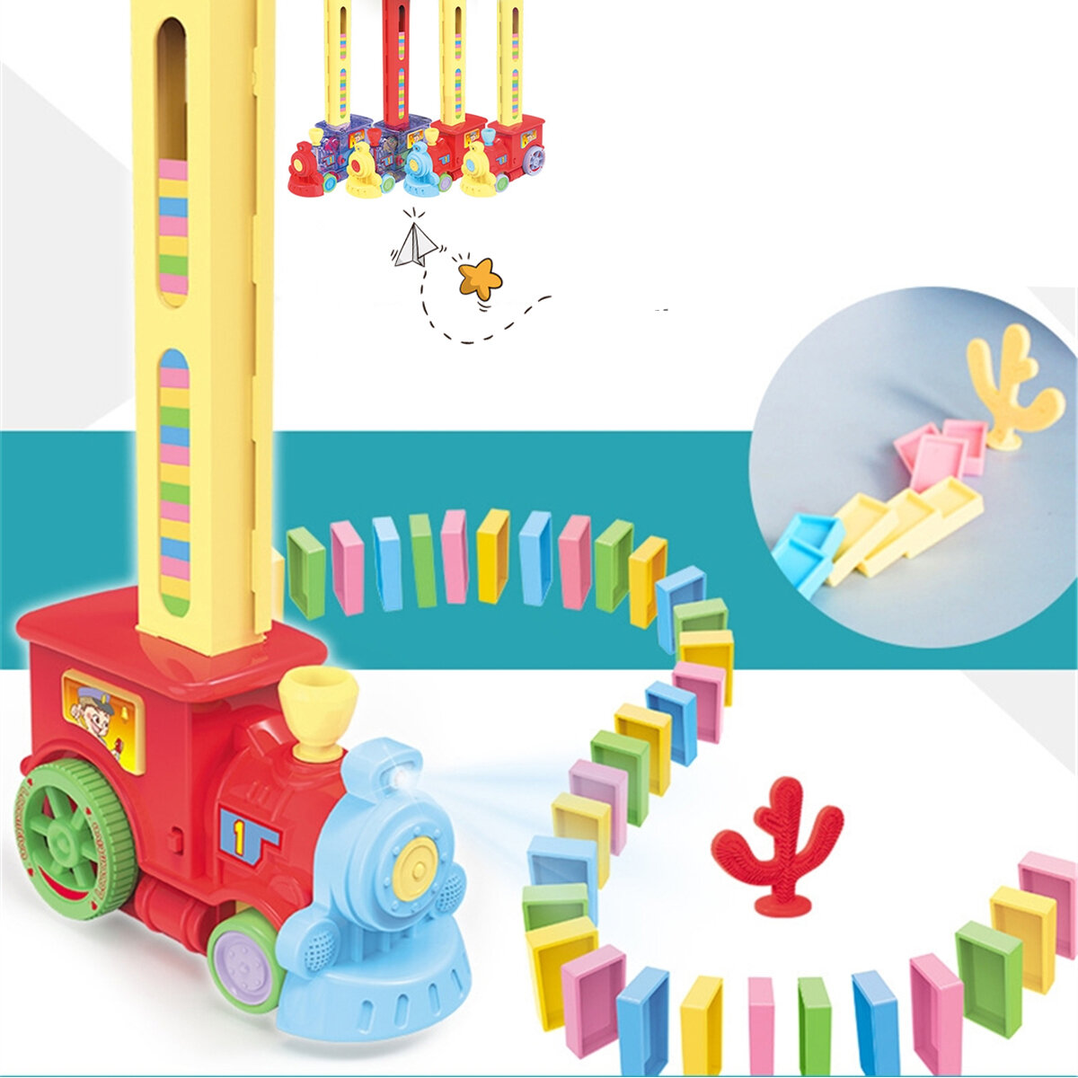 Domino Treinwagon Set Brugkit Colorful Plastic Domino Blokken Kinderen Speelgoed Kerst Verjaardagsca